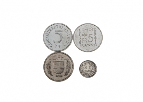 לוט של 4 מטבעות כסף שוויצרים