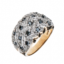 טבעת מרשימה משובצת אבני ספיר ויהלומים