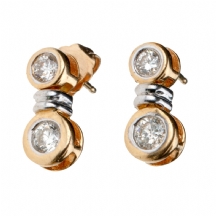 זוג עגילי זהב משובצים יהלומים   (3736)