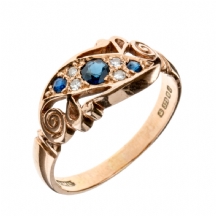 מציאה אמיתית - טבעת עתיקה משובצת אבני ספיר ויהלומים