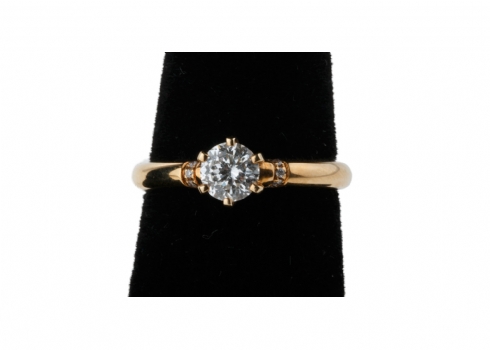 טבעת זהב משובצת יהלומים   (6007)
