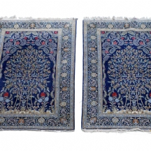 זוג שטיחי קאשן פרסים תאומים בצבע כחול כהה, דוגמת עץ החיים  (X2)