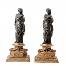 זוג פסלים צרפתים עתיקים מהמאה ה-19