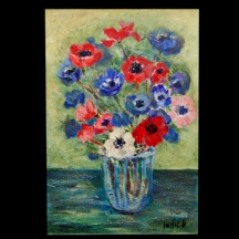 'אגרטל פרחים כחולים ואדומים' - אלברט גולדמן