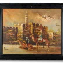'גמלים על רקע חומות עיר דוד בירושלים'