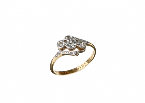 טבעת זהב עתיקה משובצת יהלומים