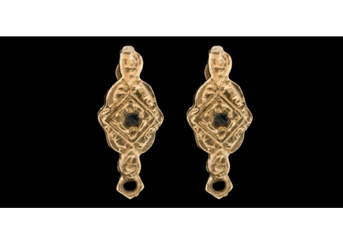 זוג עגילי זהב עתיקים משובצים ספירים   (1234)