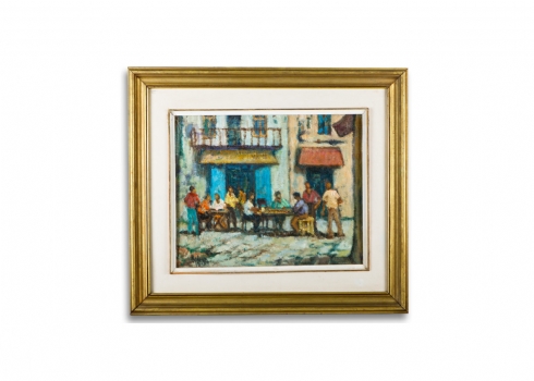 יהודה רודן - 'שחקני קלפים בשוק הפשפשים ביפו'