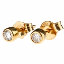 זוג עגילי זהב משובצים יהלומים   (3355)