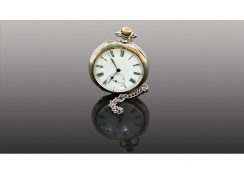 שעון כיס עתיק עשוי כסף   (3211)