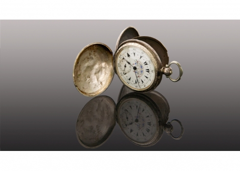 שעון כיס עתיק עשוי כסף   (3237)