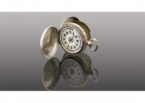 שעון כיס עתיק עשוי כסף   (3247)