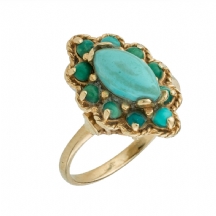 טבעת זהב ישנה משובצת טורקיזים