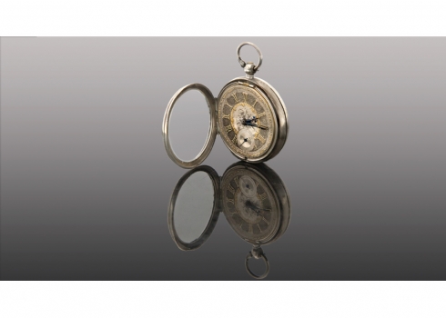 שעון כיס עתיק עשוי כסף   (3271)