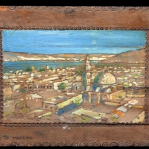 'טבריה' - ציור ישן על על לוח עץ