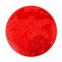 צלחת נוי סינית ישנה עשויה לכה מסוג 'Red Cinnabar'