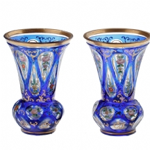 זוג גביעי זכוכית בוהמיים מהמאה ה-19 (X2)