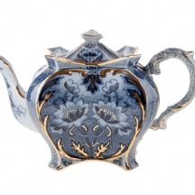 קומקום תה אנגלי עתיק (ויקטוריאני) מהמאה ה-19 Flow Blue