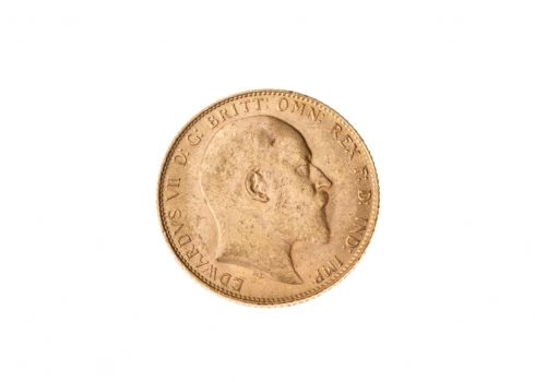 מטבע זהב אנגלי עתיק (sovereign) משנת 1908