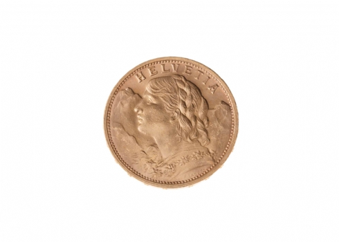 מטבע זהב שוייצרי  (20 פראנק) משנת 1927