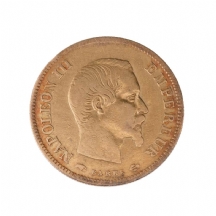 מטבע זהב צרפתי עתיק מתקופת נפוליאון השלישי משנת: 1855