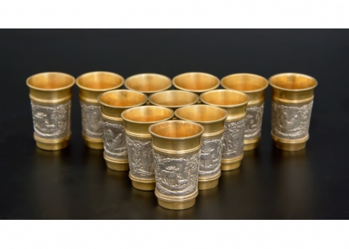 סט של 12 כוסיות כסף ייחודיות, עשויות כסף '925'  (X12)