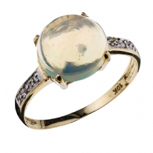 טבעת זהב משובצת אופל טבעי מאתיופיה ויהלומים