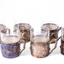 סט של שישה מחזיקי כוסות עתיקים