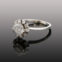 טבעת רטרו ישנה יהלום מרכזי כ: 2 קארט.