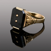 טבעת זהב עתיקה משובצת אוניקס   (3337)