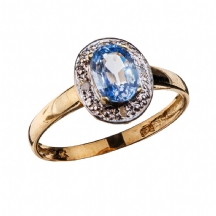 טבעת זהב, ספיר כחול ויהלומים