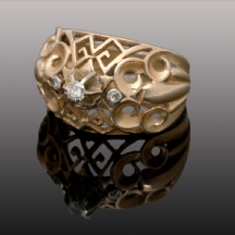 טבעת ארט דקו צרפתית עשויה זהב ורוד 18 קארט