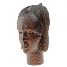 ראש נערה - פסל עץ אפריקאי איכותי