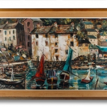 'סירות בכפר דייגים' - ציור ישן