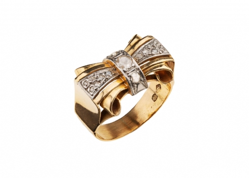 טבעת רטרו - זהב ויהלומים