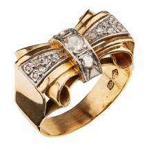 טבעת רטרו - זהב ויהלומים
