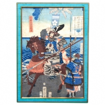 Utagawa Yoshitora - 'לוחם על סוס ליד הים'