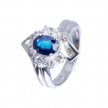 מציאה אמיתית - טבעת יהלומים וספיר כחול