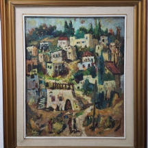 יהודה רודן - 'נוף צפת' - ציור גדול ואיכותי של האמן