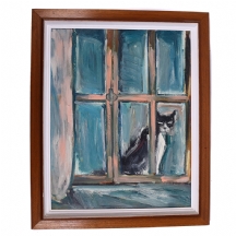 אליהו אדלר - 'חתול על אדן חלון ורוד'