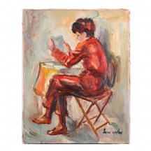 אליהו אדלר - 'נערה בבגדים אדומים קוראת מכתב'