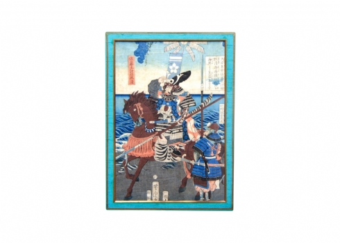 Utagawa Yoshitora - 'לוחם על סוס ליד הים'