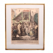 חתונה יהודית במאה ה-18 – הדפס (תצריב) צבוע