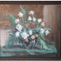 'פרחים באגרטל'  ציור גדול ומרשים