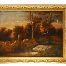 'כבשים ביער' - ציור עתיק מהמאה ה-19