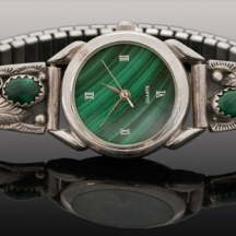 שעון יד מכסף לאישה משובץ אבן מלכית   (535)