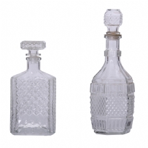 לוט של שני בקבוקי זכוכית ופקקים תואמים
