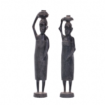 זוג פסלי עץ אפריקאים ישנים (X2)