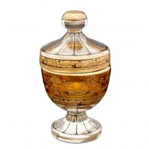 גביע זכוכית בוהמי עתיק מסוג 'Goblet' ומכסה תואם