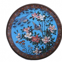 צלחת 'קלואזונה' (Cloisonne) יפנית עתיקה מסוף המאה ה-19